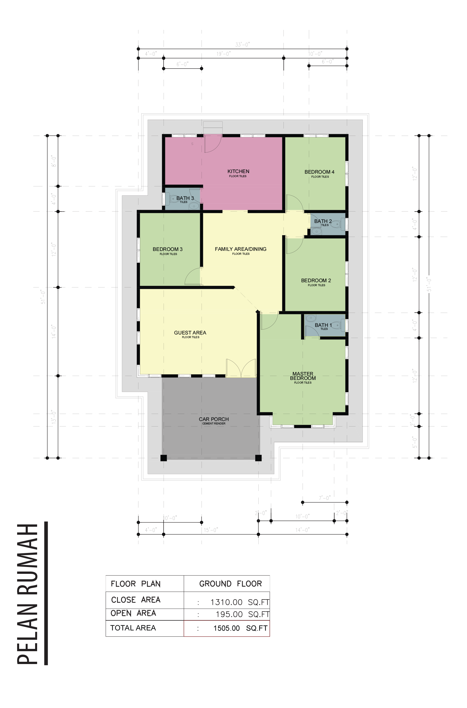 3 kos rumah rendah bilik plan Pelan Rumah